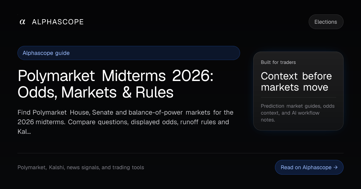 2026 Midterm Prediction Markets: Senate, House, and Gove… | Alphascope