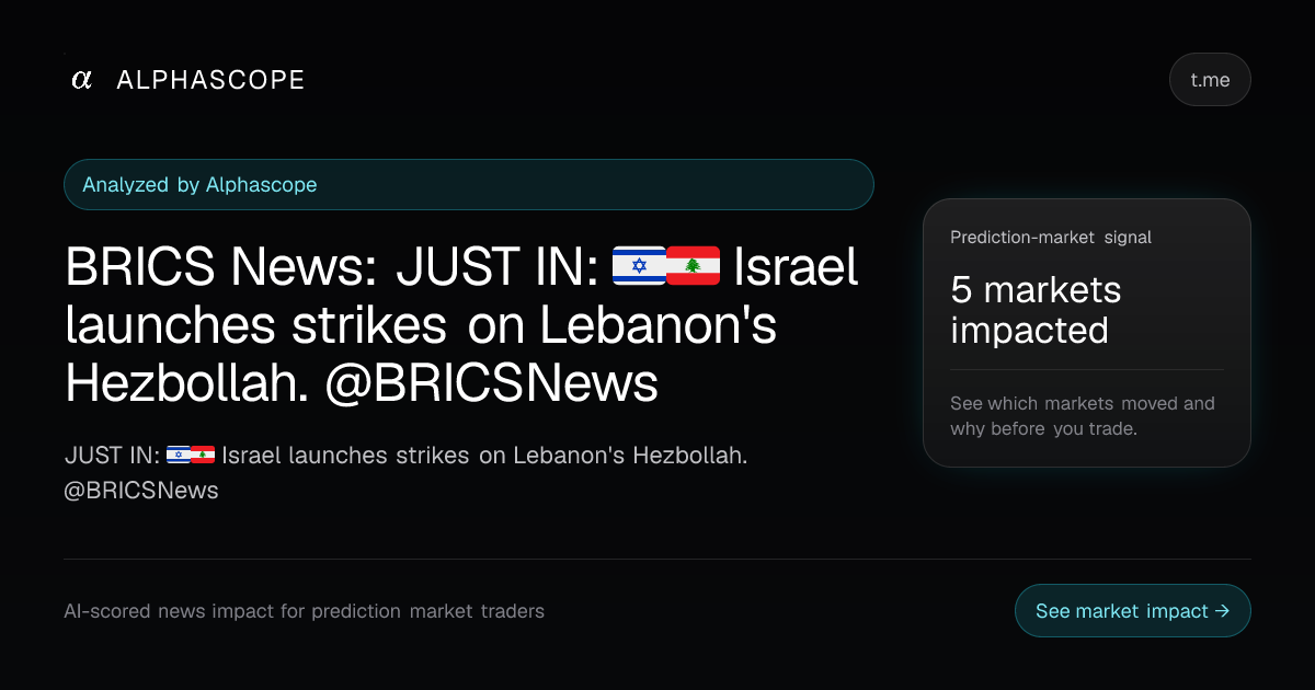 BRICS News: JUST IN: 🇮🇱🇱🇧 Israel launches strikes on… | Alphascope